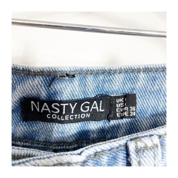 Nasty Gal Jeans Womens 4 High Waisted Ripped Distressed Mom Light Blue Grunge - Picture 8 of 8